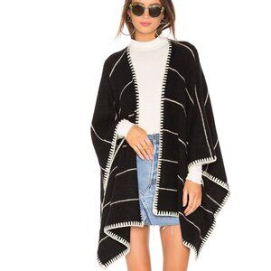 Alice Olivia Sweater Womens One Size Black Check Alpaca Wool Base Kamala Poncho